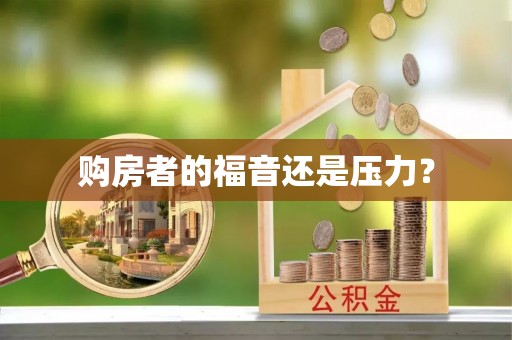 生活购房者的福音还是压力？