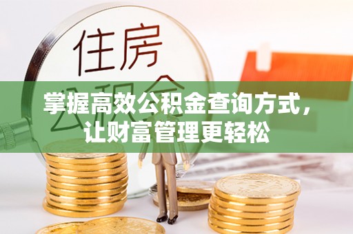 生活掌握高效公积金查询方式，让财富管理更轻松